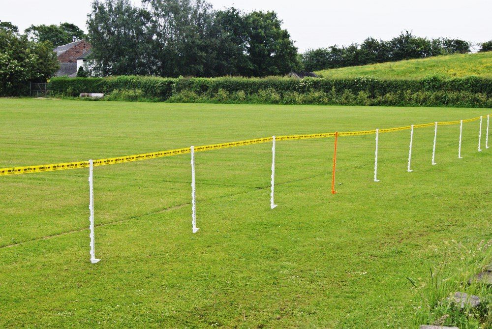 Barriers set up in field